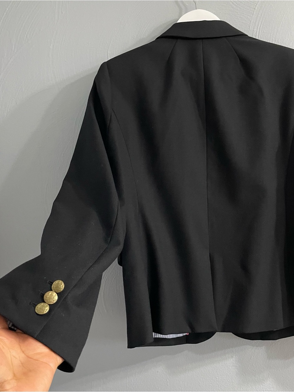 JCrew Original Schoolboy Blazer gold buttons black size 12 preppy office# AZ565 - Picture 10 of 14